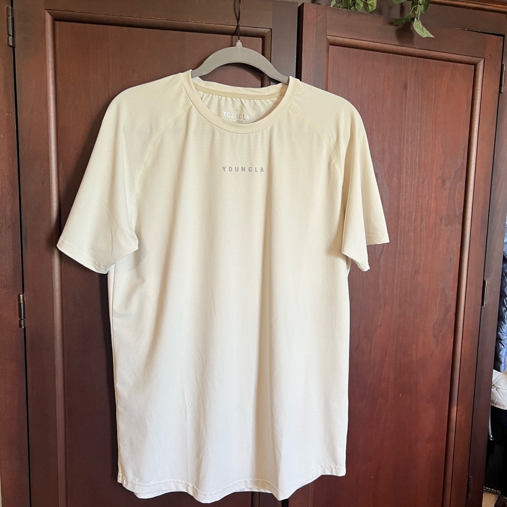 YoungLA Men's Cream Performance Short Sleeve Tee